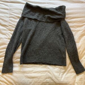 Chic Off-Shoulder Charcoal Sweater